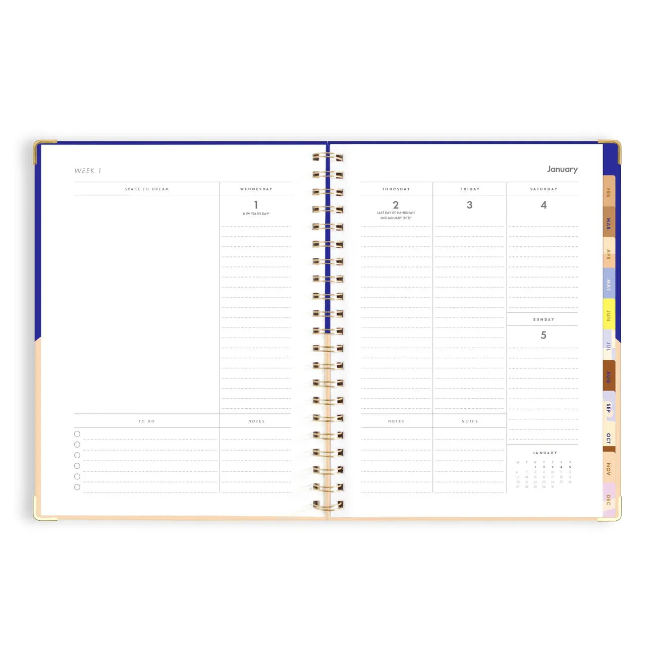 2025 A4 Academic Vertical Planner - Cobalt Ripple