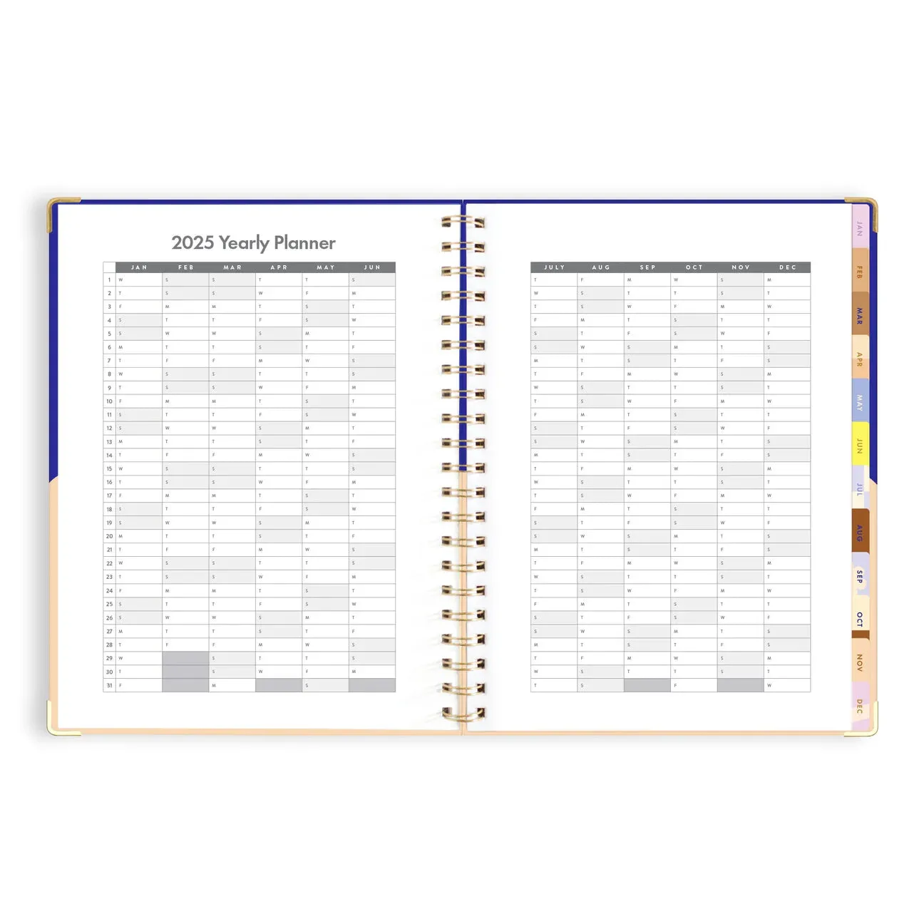 2025 A4 Academic Vertical Planner - Cobalt Ripple