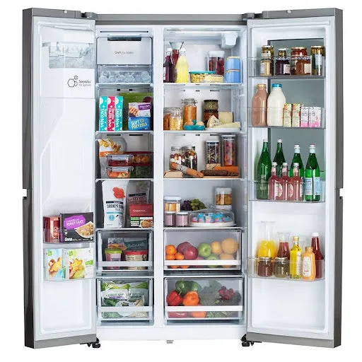 220 Volts LG 27 cu.ft. Side by Side Refrigerator Pearl White w/Dispenser and Food InstaView Window GR-X267SQCS