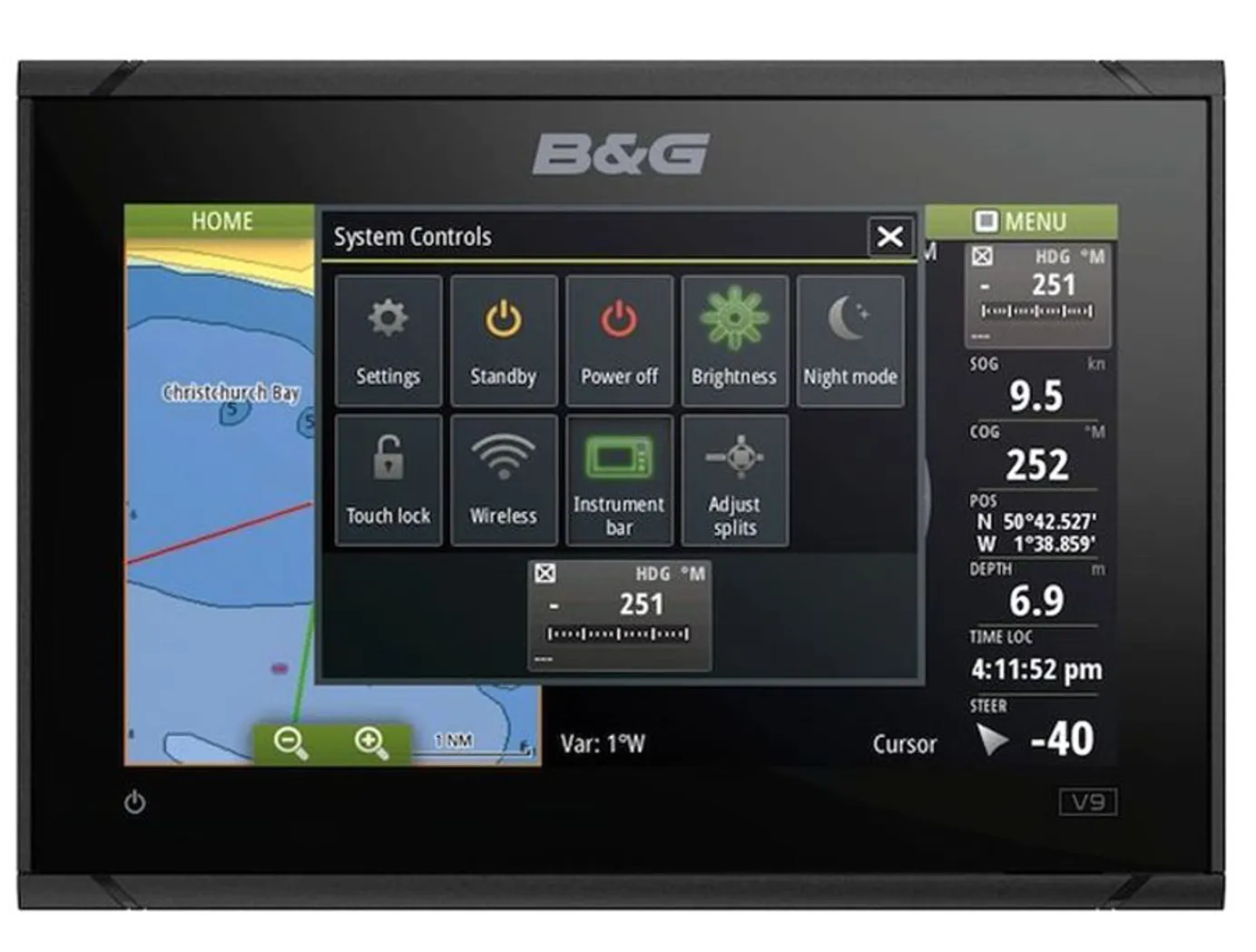 B&G Vulcan 9" Chartplotter with Global Basemap