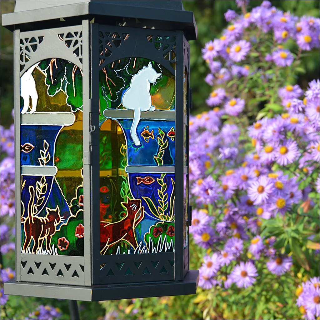 Cats at the Fishpond Large Moroccan Lantern