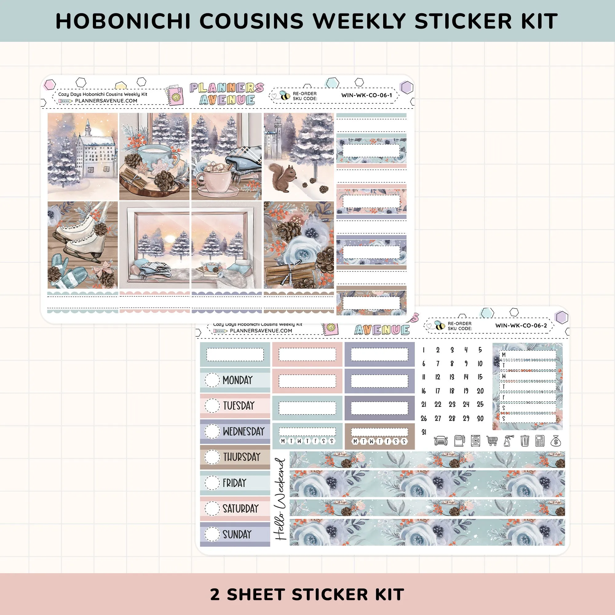 Cozy Days Hobonichi Cousins Weekly Sticker Foiled Kit (HOLO SILVER FOIL)