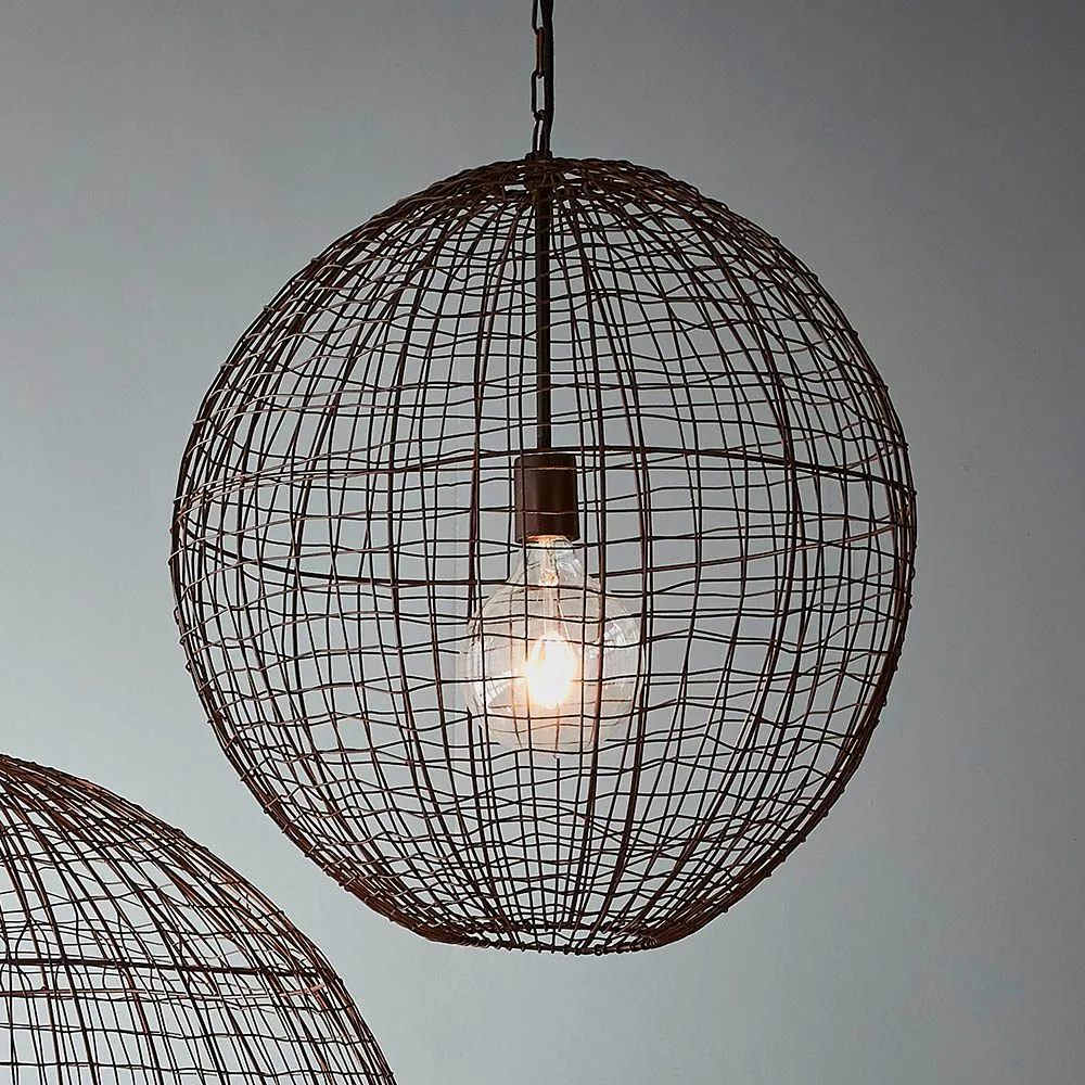 Cray Ball Medium - Antique Copper - Wire Weave Ball Pendant Light