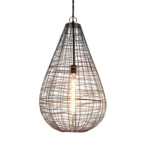 Cray Pot Large - Antique Copper - Wire Weave Teardrop Pendant Light