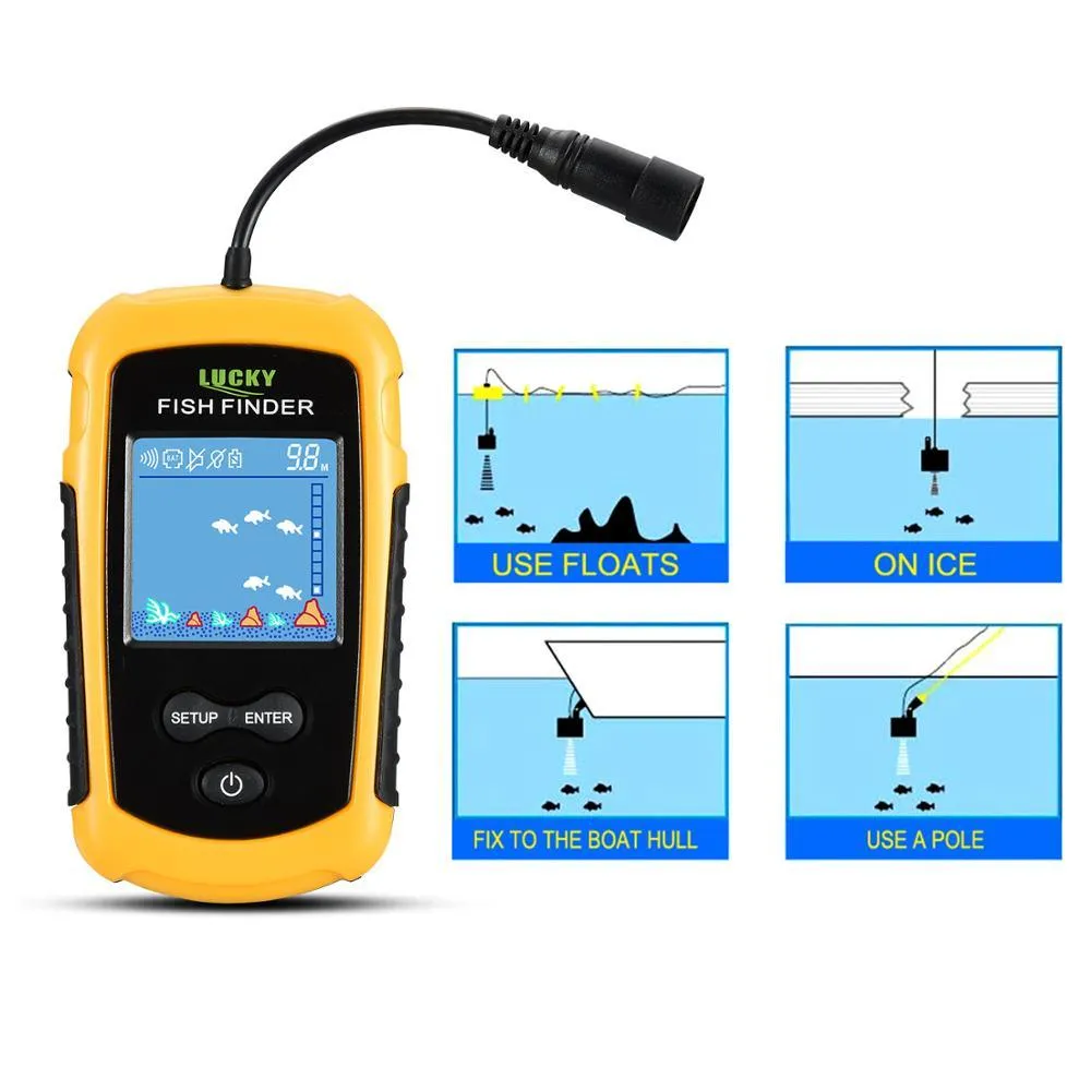 FFC1108-1 Alarm 100M Portable Sonar Fish Finders Fishing lure Echo Sounder Fishing Finder Alarm Transducer Lake Sea Fishing