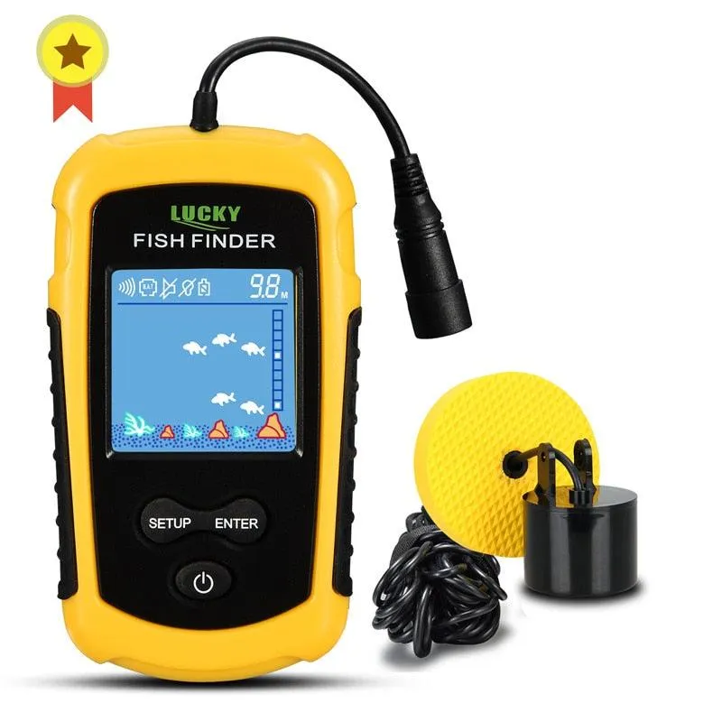 FFC1108-1 Alarm 100M Portable Sonar Fish Finders Fishing lure Echo Sounder Fishing Finder Alarm Transducer Lake Sea Fishing