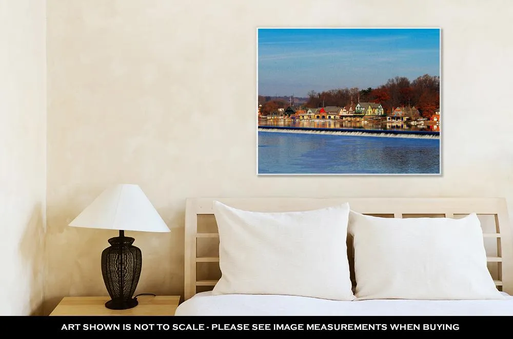 Gallery Wrapped Canvas, The Famed Philadelphias Boathouse Row In Fairmount Dam Fishway