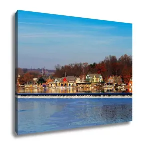 Gallery Wrapped Canvas, The Famed Philadelphias Boathouse Row In Fairmount Dam Fishway