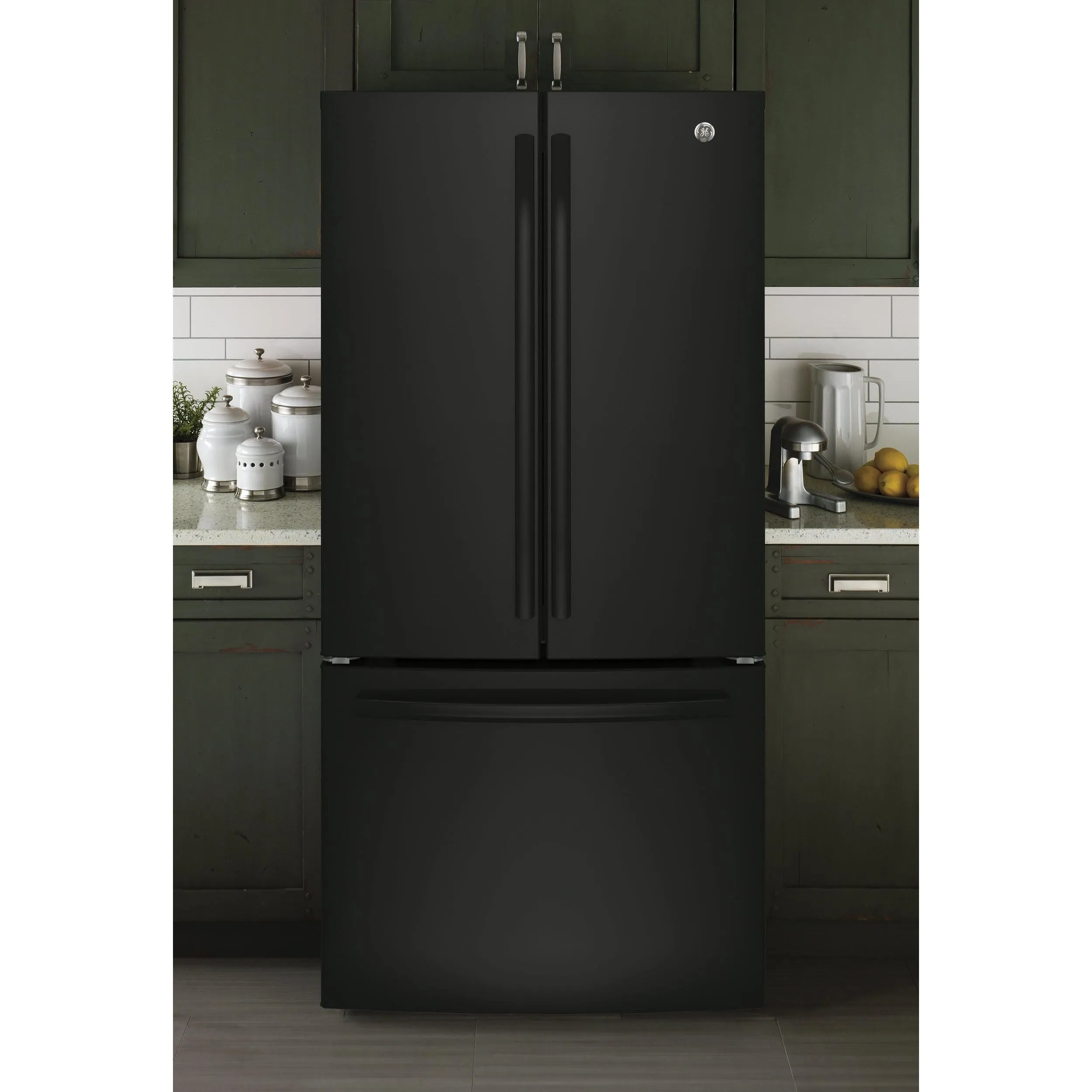 GE 33-inch, 18.6 cu. ft. Counter-Depth French-Door Refrigerator GWE19JGLBB