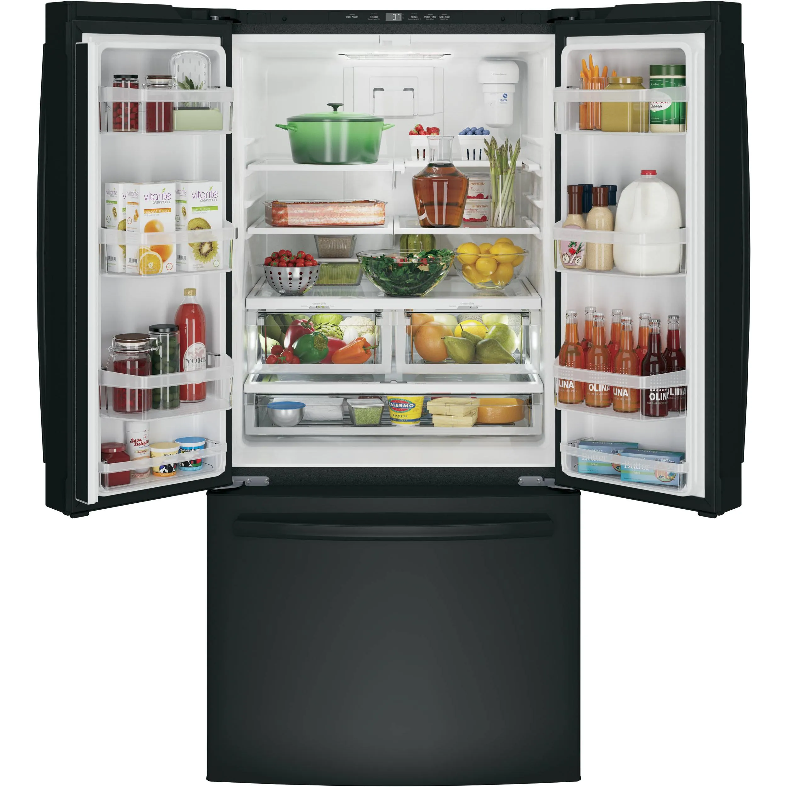 GE 33-inch, 18.6 cu. ft. Counter-Depth French-Door Refrigerator GWE19JGLBB