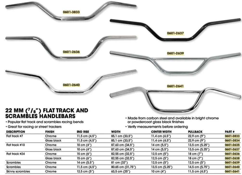 Handlebars 7/8 in. (22mm) Scrambles Skinny - Chrome - EMGO 23-93110