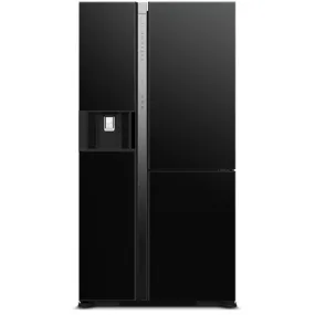 Hitachi R-MX700GVGB1 3D American Style Fridge Freezer - Glass Black - LIMITED TIME OFFER