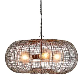 Lobster - Antique Copper - Wire Weave Ellipse Pendant Light