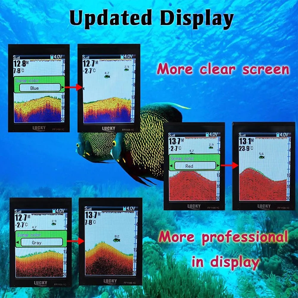 LUCKY Portable Fish Finder Handheld Kayak Fish Finders Wired Fish Depth Finder Sonar Sensor Transducer for Boat Fishing Sea Fishing