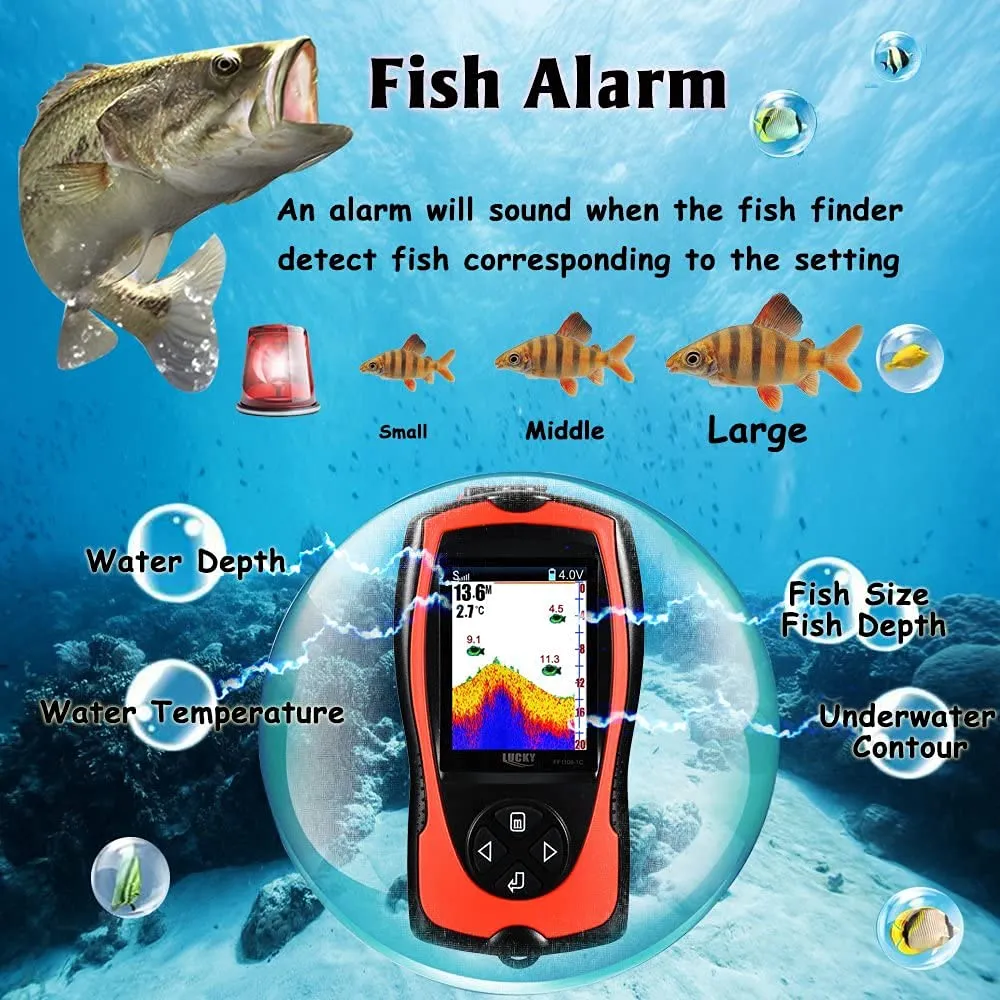 LUCKY Portable Fish Finder Handheld Kayak Fish Finders Wired Fish Depth Finder Sonar Sensor Transducer for Boat Fishing Sea Fishing