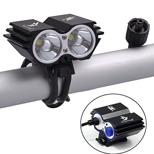 Nestling X2 CREE XM-L U2 LED Rechargeable Waterproof 5000Lm Black Bicycle Bike light headlamp   1x Free 5 LED tail light with Install Holder   Charger Battery