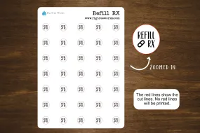 Refill Prescription Stickers | Refill RX Reminders for Planners, Journals, and Notebooks | Mini Scripts