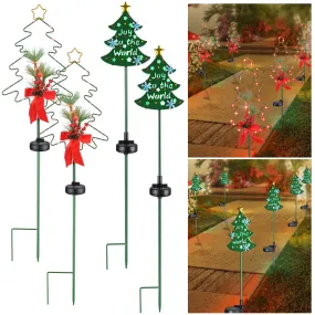 Solar Christmas Pathway Lights with Stake 2 Pack