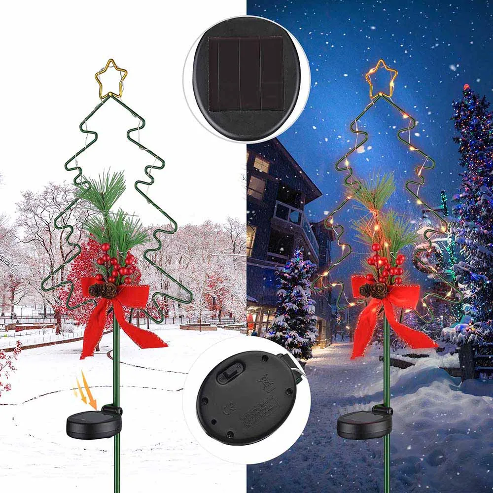 Solar Christmas Pathway Lights with Stake 2 Pack