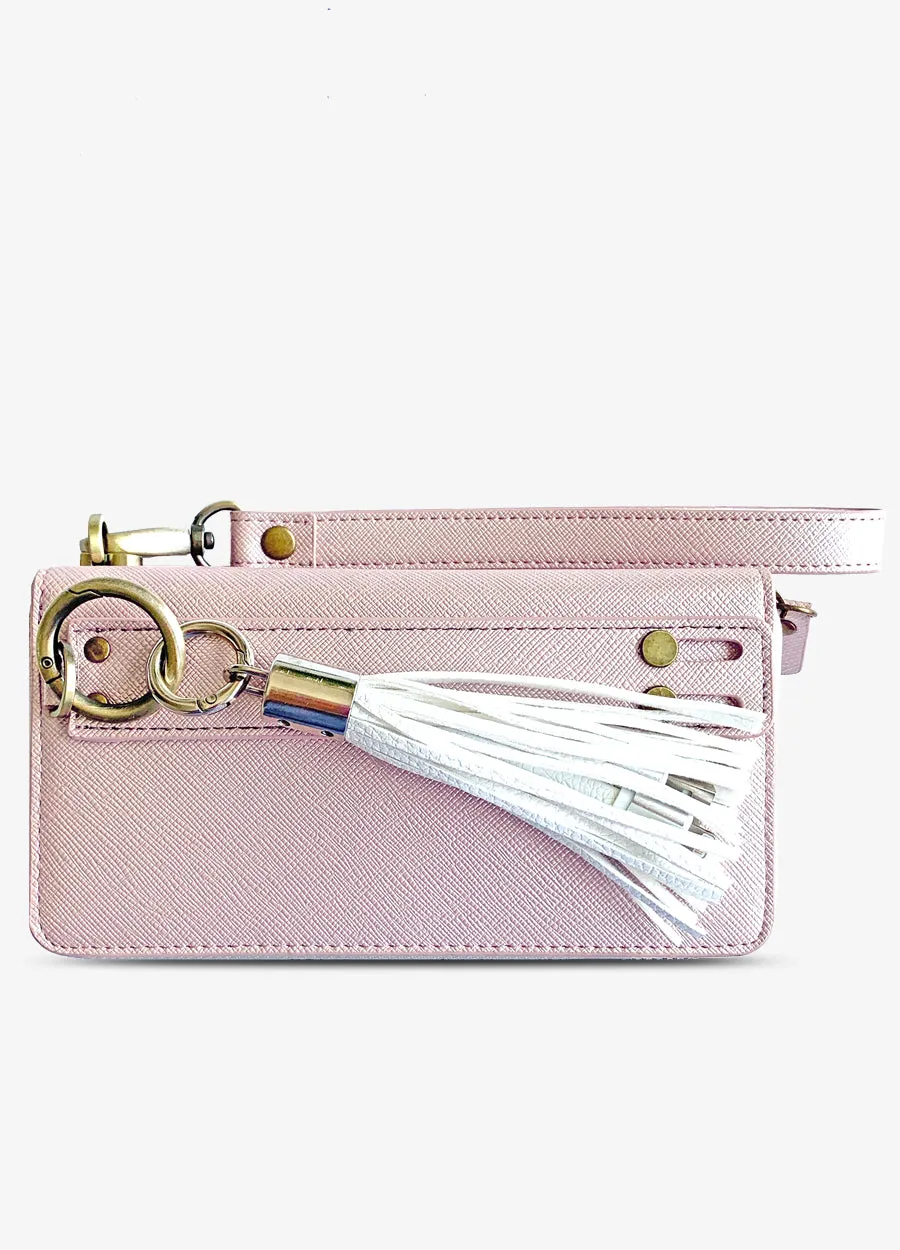 The Luxe Ultimate Wristlet Phone Case in Pearl Pink