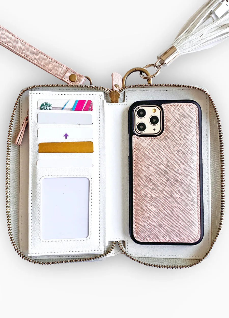 The Luxe Ultimate Wristlet Phone Case in Pearl Pink