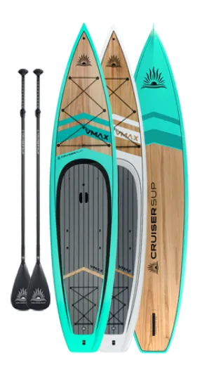 Two V-MAX LE 12'6" Touring Wood/Carbon Paddle Board Package By Cruiser SUP®