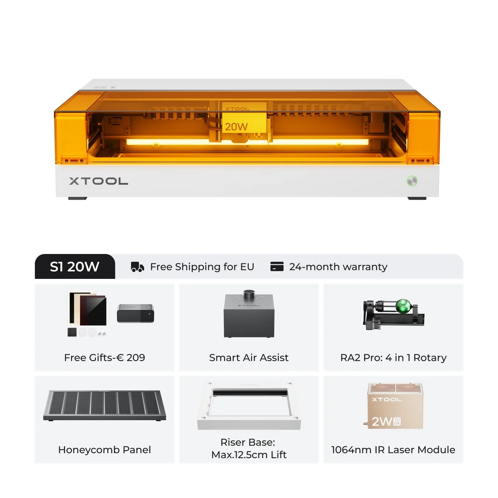 xTool S1 Blue   1064nm IR Laser Kit: Enclosed Diode Laser Engraver & Cutter