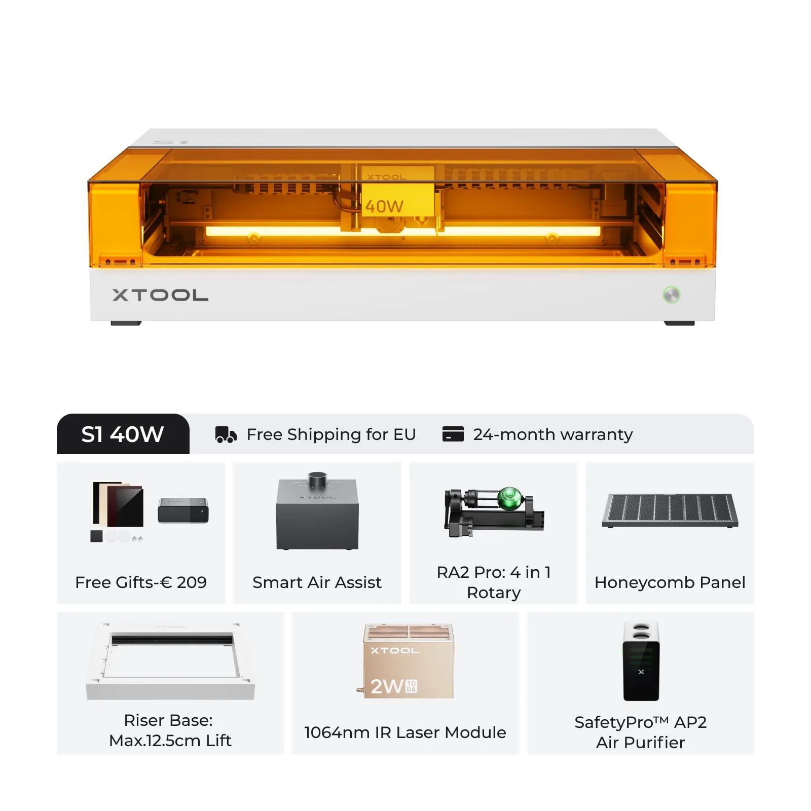 xTool S1 Blue   1064nm IR Laser Kit: Enclosed Diode Laser Engraver & Cutter