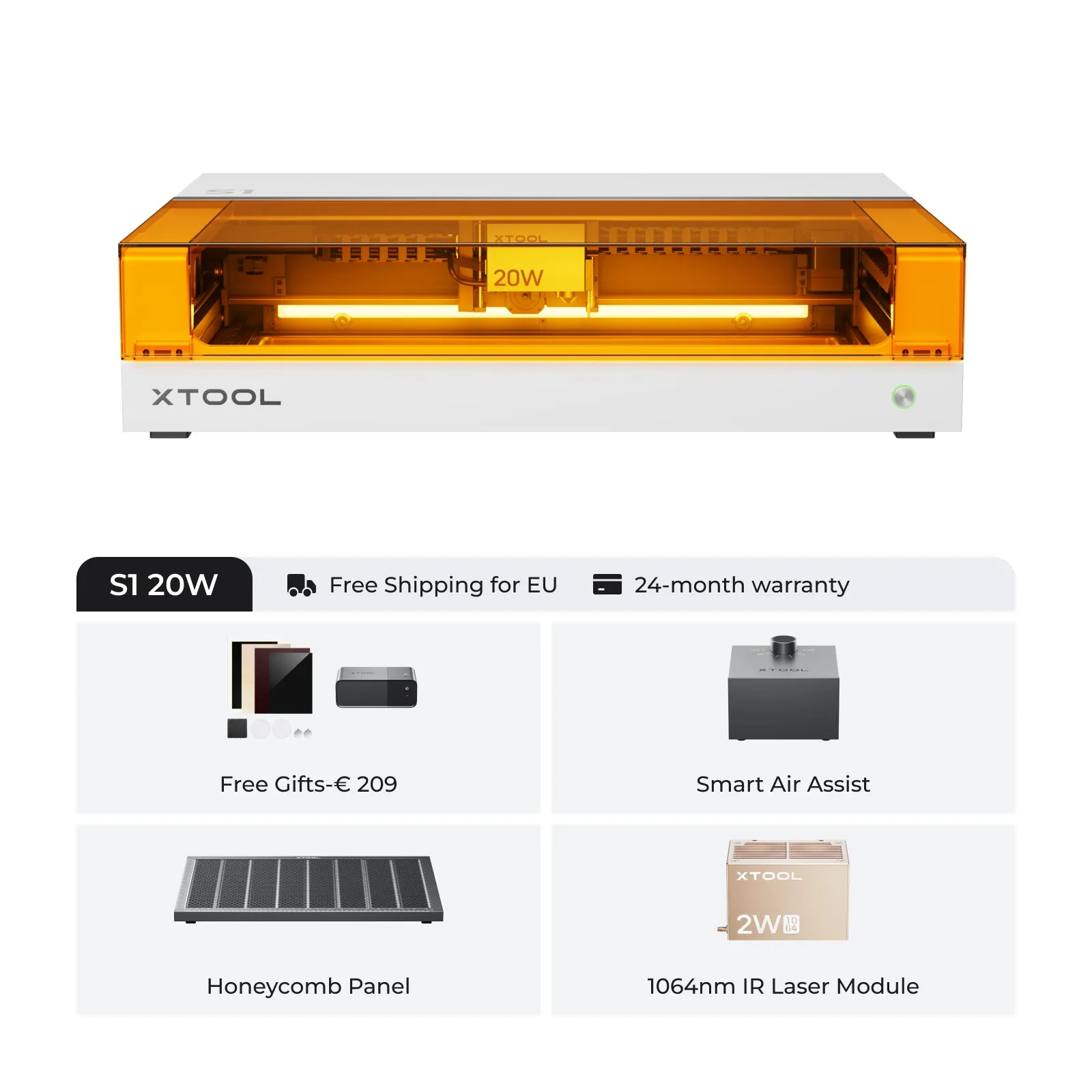 xTool S1 Blue   1064nm IR Laser Kit: Enclosed Diode Laser Engraver & Cutter