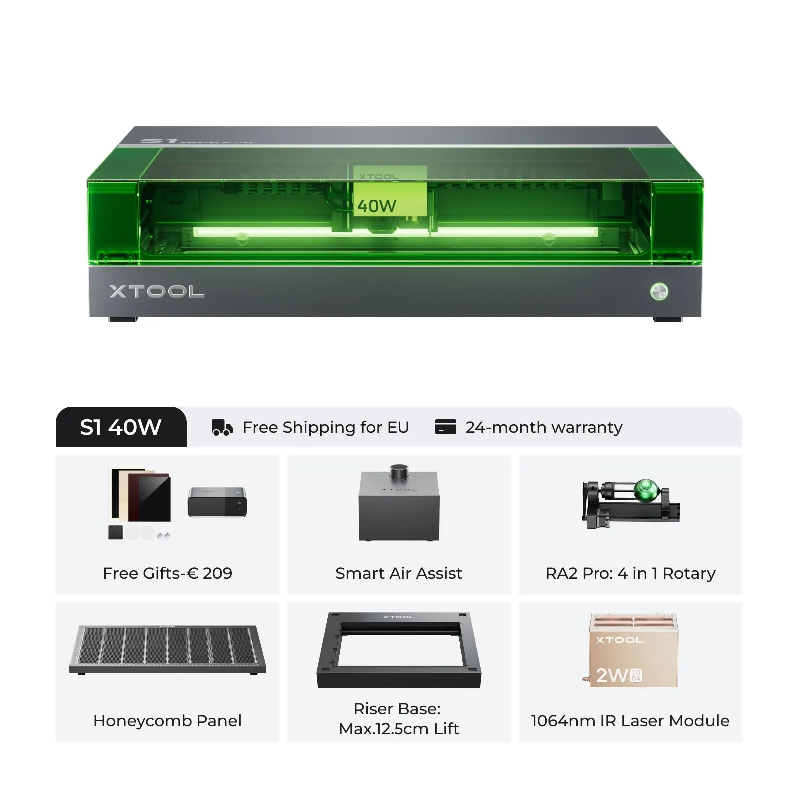 xTool S1 Blue   1064nm IR Laser Kit: Enclosed Diode Laser Engraver & Cutter